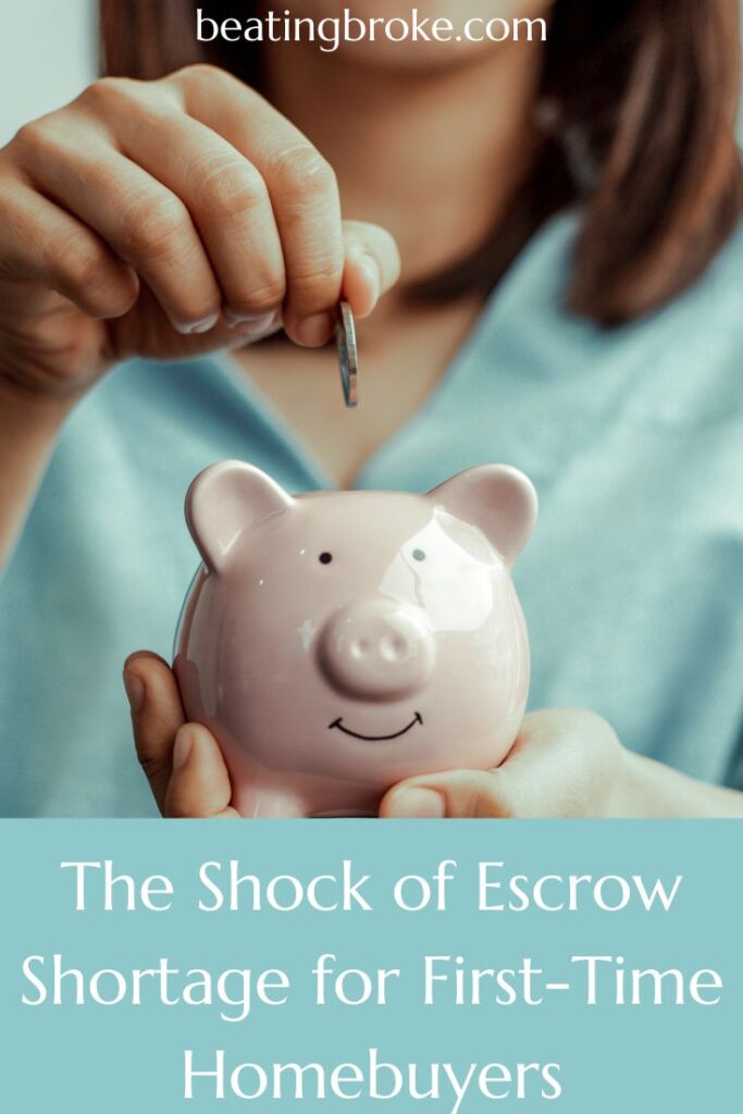 Woman adding a quarter to a piggy bank.